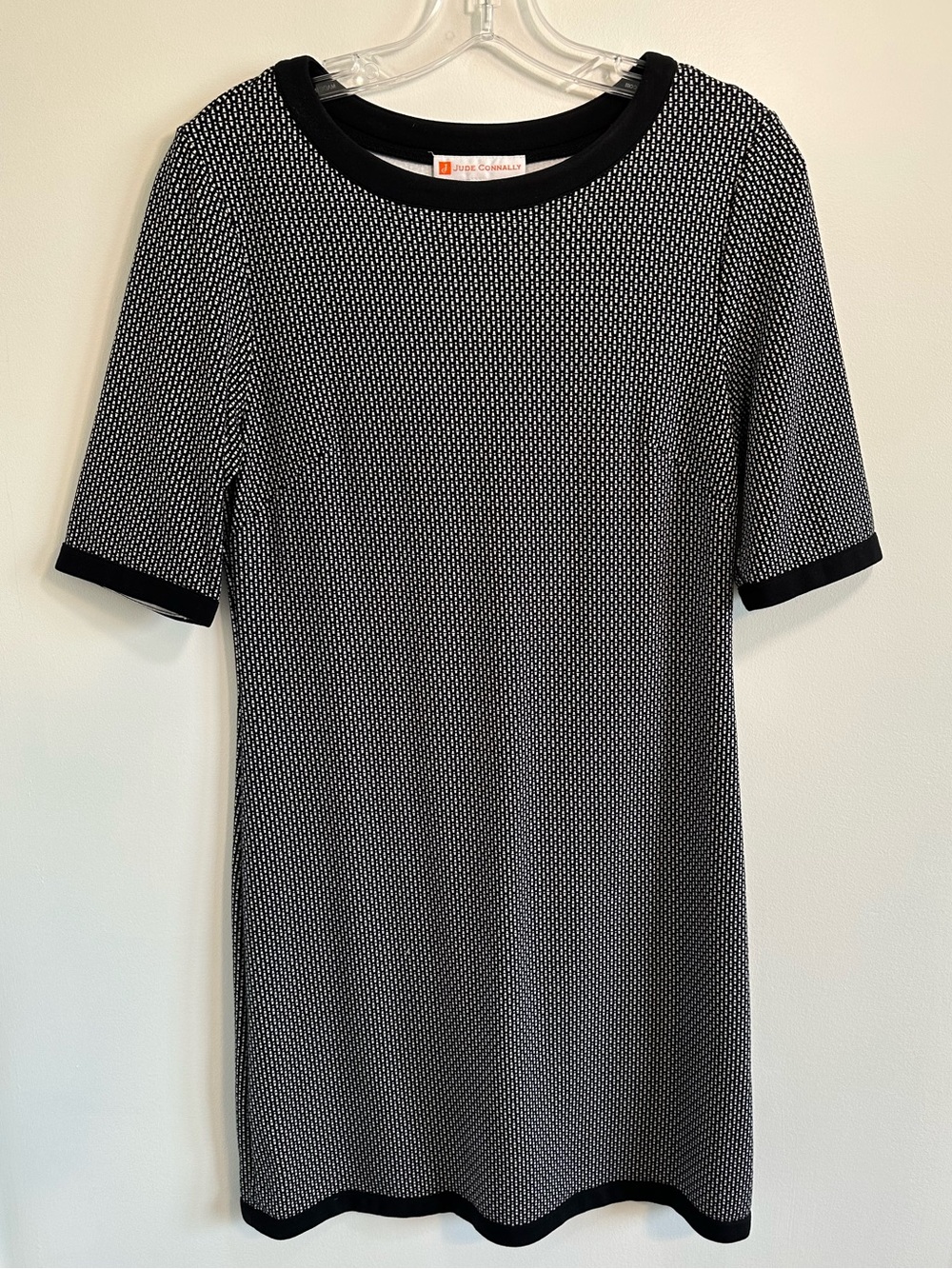 Jude Connally Black White Louisa Ponte Knit Shift Dress Size S